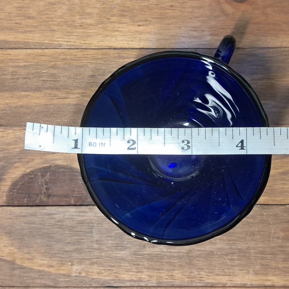 Duralex Cobalt Blue Spiral Glass Teacup And Saucer - Picture 6 of 7